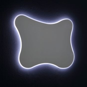 Specchio Sagomato Con Cornice Retroilluminata A Led Cm. 100x75 Reversibile