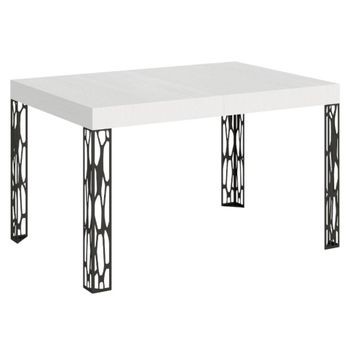 Mesa Extensible, 6 A 10 Plazas L 130 A 234 Cm, Fresno Blanco Y Patas De Metal Gris Oscuro Gisa