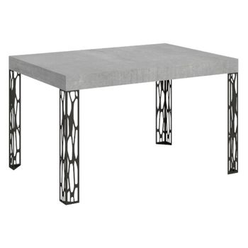 Mesa Extensible, De 6 A 10 Plazas L 130 A 234 Cm Gris Hormigón Y Patas De Metal Gris Oscuro Gisa