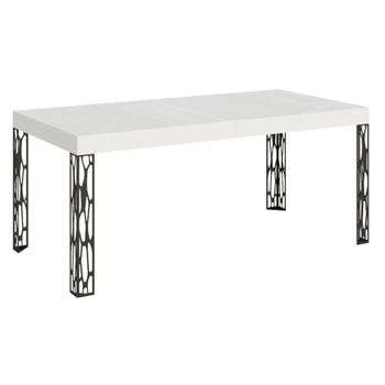 Mesa Extensible, De 6 A 12 Plazas, L 160 A 264 Cm, Fresno Blanco Y Patas De Metal Gris Oscuro Gisa