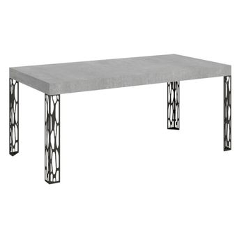 Mesa Extensible, De 6 A 12 Plazas, L 160 A 264 Cm, Gris Hormigón Con Patas De Metal Gris Oscuro Gisa