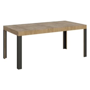 Mesa Extensible Liva De 6 A 12 Plazas L 160 A 264 Cm Madera Clara Y Patas De Metal Gris Oscuro