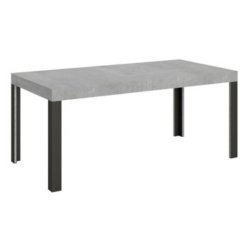 Mesa Extensible Liva, De 6 A 12 Plazas, De 160 A 264 Cm De Ancho, Gris Hormigón Con Patas De Metal Gris Oscuro