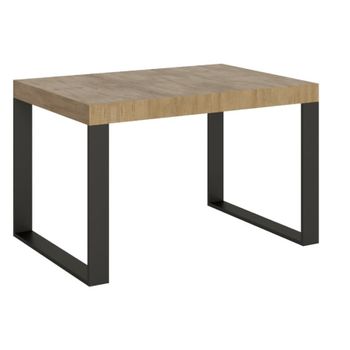 Mesa De Comedor Moderna Tiroz 130 Cm De Madera Clara Con Patas De Metal Antracita