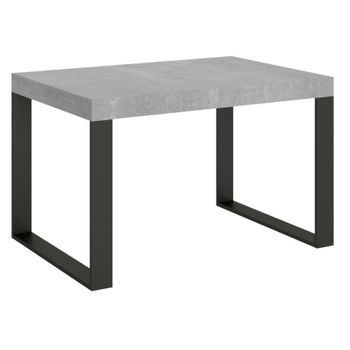 Tiroz 130 Cm Mesa De Comedor Moderna De Hormigón Gris Con Patas De Metal Antracita