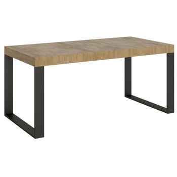 Mesa Industrial Tiroz 180 Cm Roble Claro Y Patas De Metal Antracita