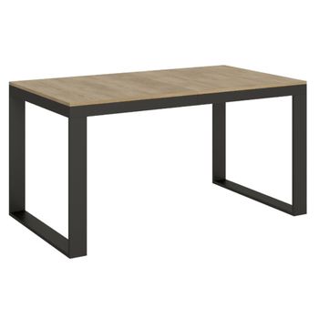 Moderna Mesa Extensible De 6 A 12 Plazas An 160 A 264 Cm Estructura De Madera Clara Y Metal Antracita Tiroz