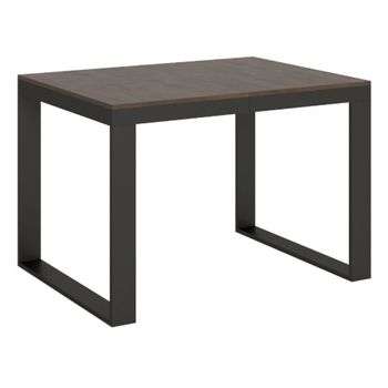 Moderna Mesa Extensible De 4 A 16 Plazas L 120 A 380 Cm Madera Oscura Y Estructura De Metal Antracita Tiroz