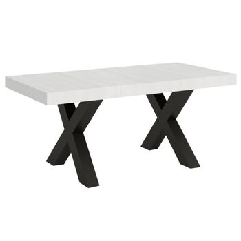 Mesa Extensible Tsara, De 6 A 12 Plazas, De 160 A 264 Cm De Ancho, Fresno Blanco Y Patas De Metal Gris Oscuro