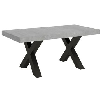 Mesa Extensible Tsara, 6 A 14 Plazas, L 180 A 284 Cm, Gris Hormigón Con Patas De Metal Gris Oscuro