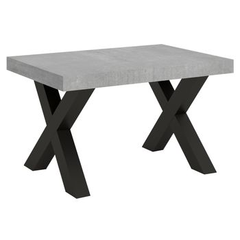 Mesa Extensible Tsara, De 6 A 18 Plazas, L 130 A 390 Cm, Gris Hormigón Con Patas De Metal Gris Oscuro