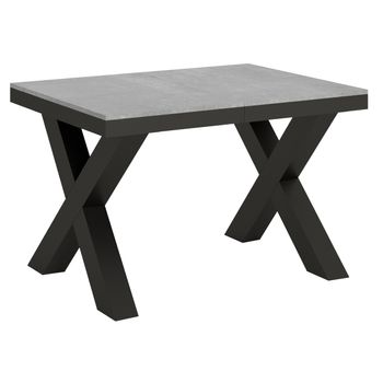 Mesa Extensible Tsara, De 6 A 10 Plazas, L 120 A 224 Cm, Gris Hormigón Con Estructura De Metal Gris Oscuro