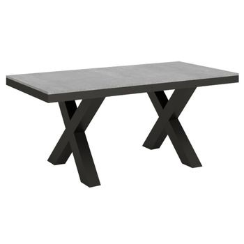 Mesa Extensible Tsara, 6 A 12 Plazas, L 160 A 264 Cm, Gris Hormigón Con Estructura De Metal Gris Oscuro