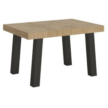 Mesa Extensible Bidy De 4 A 10 Plazas L 130 A 234 Cm Madera Clara Y Patas De Metal Antracita