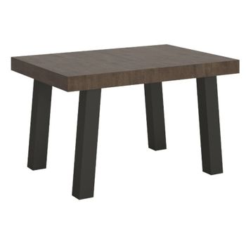 Mesa Extensible Bidy De 4 A 10 Plazas L 130 A 234 Cm Madera Oscura Y Patas De Metal Antracita