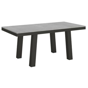 Mesa Extensible Bidy, De 6 A 12 Plazas, De 160 A 264 Cm De Ancho, Gris Hormigón Con Estructura De Metal Antracita