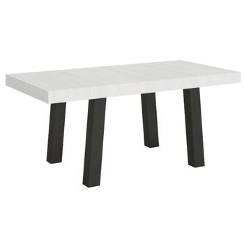 Mesa Extensible Con Patas De Acero Antracita Bridy-color Blanco-ancho Extensible