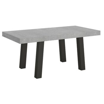 Mesa Extensible Con Patas De Acero Antracita Bridy-color Gris Cemento-ancho Extensible