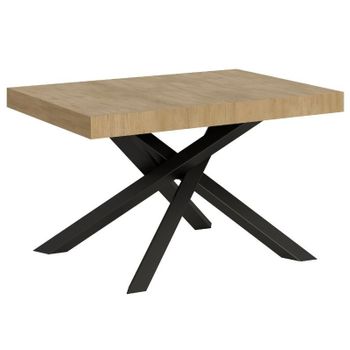 Mesa De Diseño Artemis De 130 Cm En Madera Clara Con Patas Antracita Entrelazadas