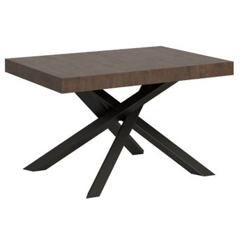 Mesa De Diseño Artemis De 130 Cm En Madera Marrón Con Patas Antracita Entrelazadas