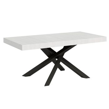 Mesa Extensible, 6 A 12 Personas, Blanco Mate Y Patas Entrelazadas Antracita L 160 A 264 Cm Artemis