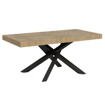 Mesa Extensible, De 6 A 12 Personas, Roble Claro Y Antracita Patas Entrelazadas L 160 A 264 Cm Artemis