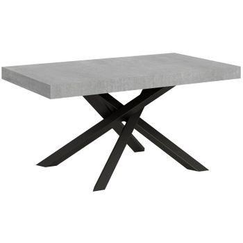 Mesa Extensible, De 6 A 12 Personas, Gris Ceniza Con Patas Entrelazadas Antracita L 160 A 264 Cm Artemis