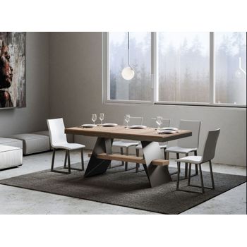 Mesa Extensible De Madera Clara Con Patas De Metal Gris, Asientos De 6 A 12 L 160 A 264 Cm Bary