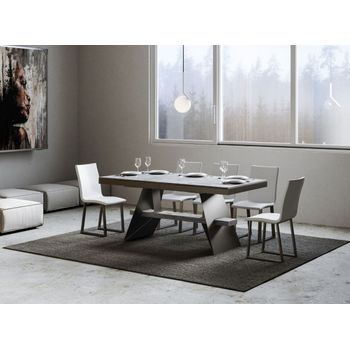 Mesa Extensible De Hormigón Gris Con Patas De Metal Gris, Asientos De 6 A 12 L 160 A 264 Cm Bary