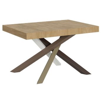 Mesa Extensible De 4 A 10 Personas Roble Natural Y Patas Entrelazadas 4 Colores L 130 A 234 Cm Artemis