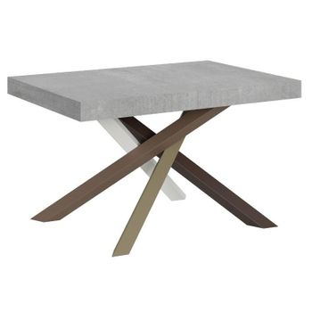 Mesa Extensible De 4 A 10 Personas, Gris Ceniza Y Patas Entrelazadas De 4 Colores L 130 A 234 Cm Artemis