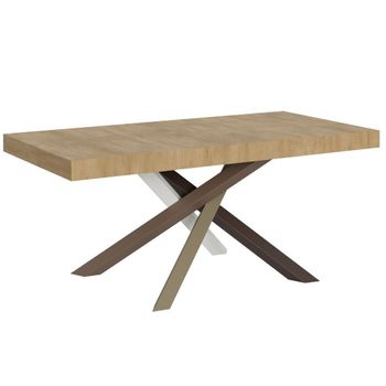 Mesa Extensible, De 6 A 12 Personas, Roble Natural Y Patas Entrelazadas De 4 Colores L 160 A 264 Cm Artemis