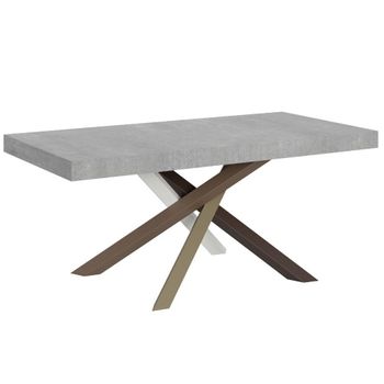 Mesa Extensible, De 6 A 12 Personas, Gris Ceniza Y Patas Entrelazadas De 4 Colores L 160 A 264 Cm Artemis