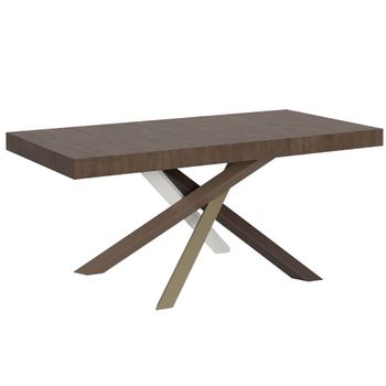 Mesa Extensible 6 A 12 Personas Madera Oscura Y Patas Entrelazadas 4 Colores L 160 A 264 Cm Artemis