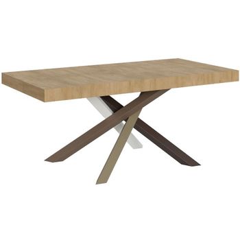 Mesa Extensible De 8 A 20 Personas Roble Natural Y Patas Entrelazadas De 4 Colores L 180 A 440 Cm Artemis