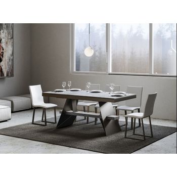 Mesa Extensible De Hormigón Gris Con Patas De Metal Gris, Asientos De 6 A 14 L 180 A 284 Cm Bary