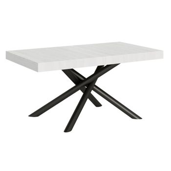 Mesa Extensible En Blanco Brillante Para 8 A 20 Personas Con Patas Redondeadas Antracita Entrelazadas L 180 A ...