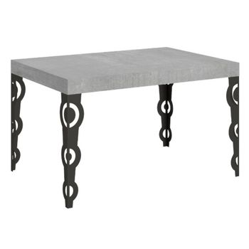 Mesa Rectangular Extensible Para 6 A 10 Personas L 130 A 234 Cm Gris Hormigón Y Patas De Metal Antracita Kazay