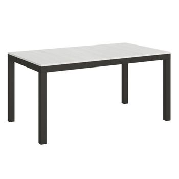 Mesa De Comedor Rectangular Evy 130 Cm De Fresno Blanco Y Metal Antracita