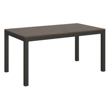 Mesa De Comedor Rectangular Evy 130 Cm De Madera Oscura Y Metal Antracita