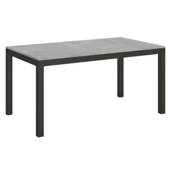 Mesa Rectangular Extensible Evy Con Capacidad De 6 A 14 Personas L 180 A 284 Cm Gris Hormigón Y Metal Antracita