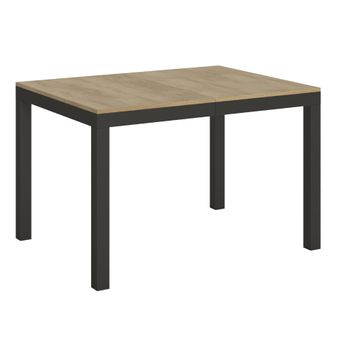 Mesa Rectangular Extensible Evy, De 4 A 18 Plazas, L 120 A 380 Cm, Madera Clara Y Metal Antracita