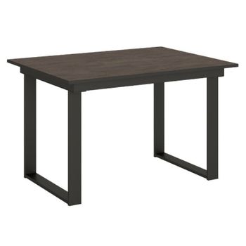 Mesa Rectangular Extensible Para 4 A 6 Personas L 120 A 180 Cm Madera Oscura Y Metal Antracita Banzy