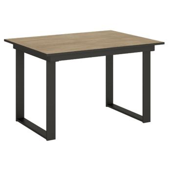 Mesa Rectangular Extensible Para 4 A 6 Personas L 120 A 180 Cm Madera Clara Y Metal Antracita Banzy