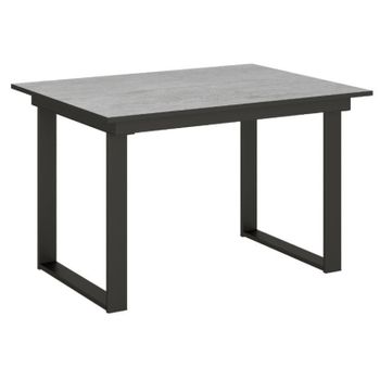 Mesa Rectangular Extensible Para 4 A 6 Personas L 120 A 180 Cm Gris Hormigón Y Metal Antracita Banzy