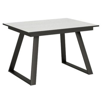 Mesa Extensible Rectangular Bareni De Fresno Blanco Y Metal Antracita, 4 A 6 Personas, L 120 A 180 Cm