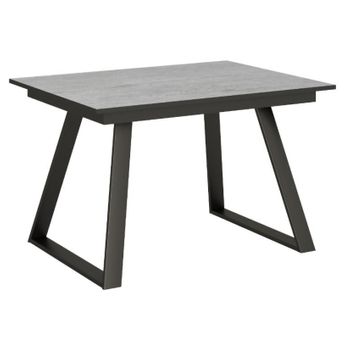 Mesa Rectangular Extensible Bareni Para 4 A 6 Personas L 120 A 180 Cm Hormigón Gris Y Metal Antracita