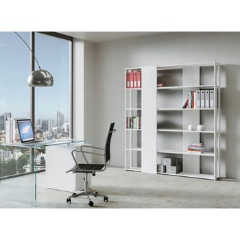 Librería De Madera De Nogal Bamka 120 Cm-color Blanco-anchura 178 Cm