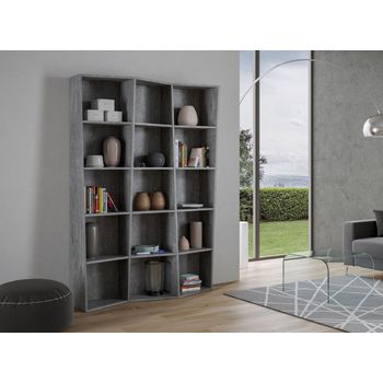 Librería De Madera Blanca Desestructurada Brika 317 Cm-color Gris-anchura 137 Cm