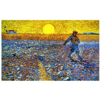 Legendarte - Cuadro Lienzo, Impresión Digital - Sembrador A La Puesta De Sol - Vincent Van Gogh - Decoración Pared Cm. 50x80